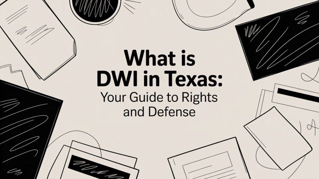 What is DWI in Texas: Your Guide to Rights and Defense, with illustrative graphics related to DUI law and legal resources.