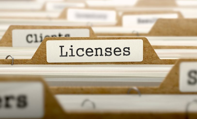 Licenses file tab in a folder, representing occupational licenses relevant to DUI legal assistance in Texas.