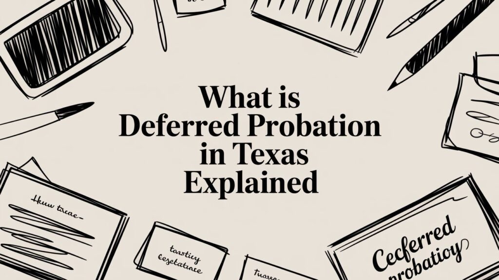 What is Deferred Probation in Texas Explained with legal documents and writing tools background.
