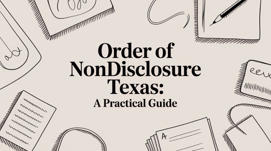Order of Nondisclosure Texas guide with legal documents and stationery, emphasizing sealing criminal records and legal protection.