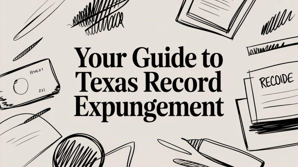 Your guide to Texas record expungement with illustrated documents and writing tools in a legal context.