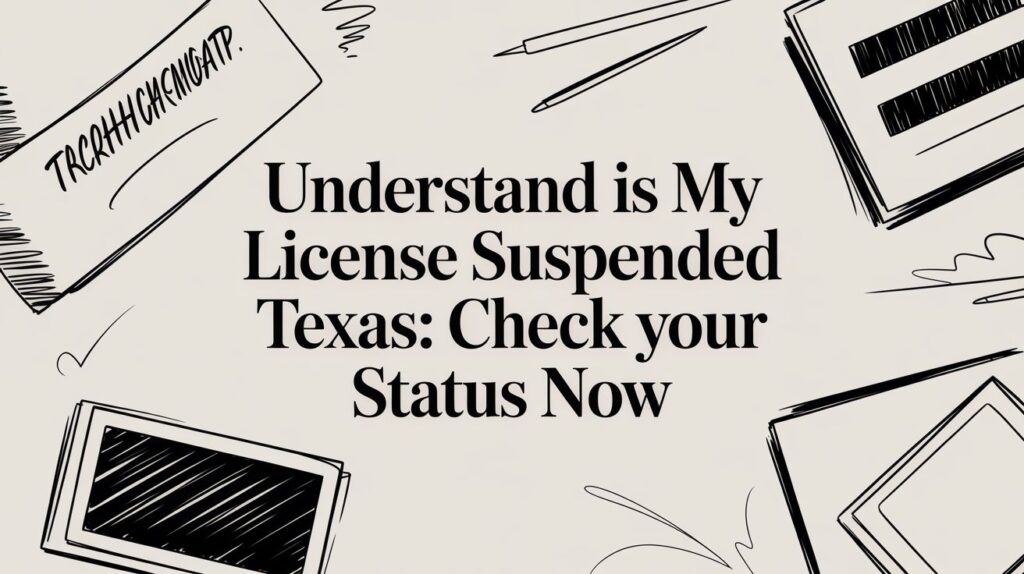 Understand is My License Suspended Texas: Check your Status Now, with graphic elements related to driving and legal inquiries.