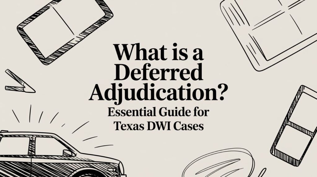 What is a Deferred Adjudication? Essential guide for Texas DWI cases, featuring car illustration and legal symbols.