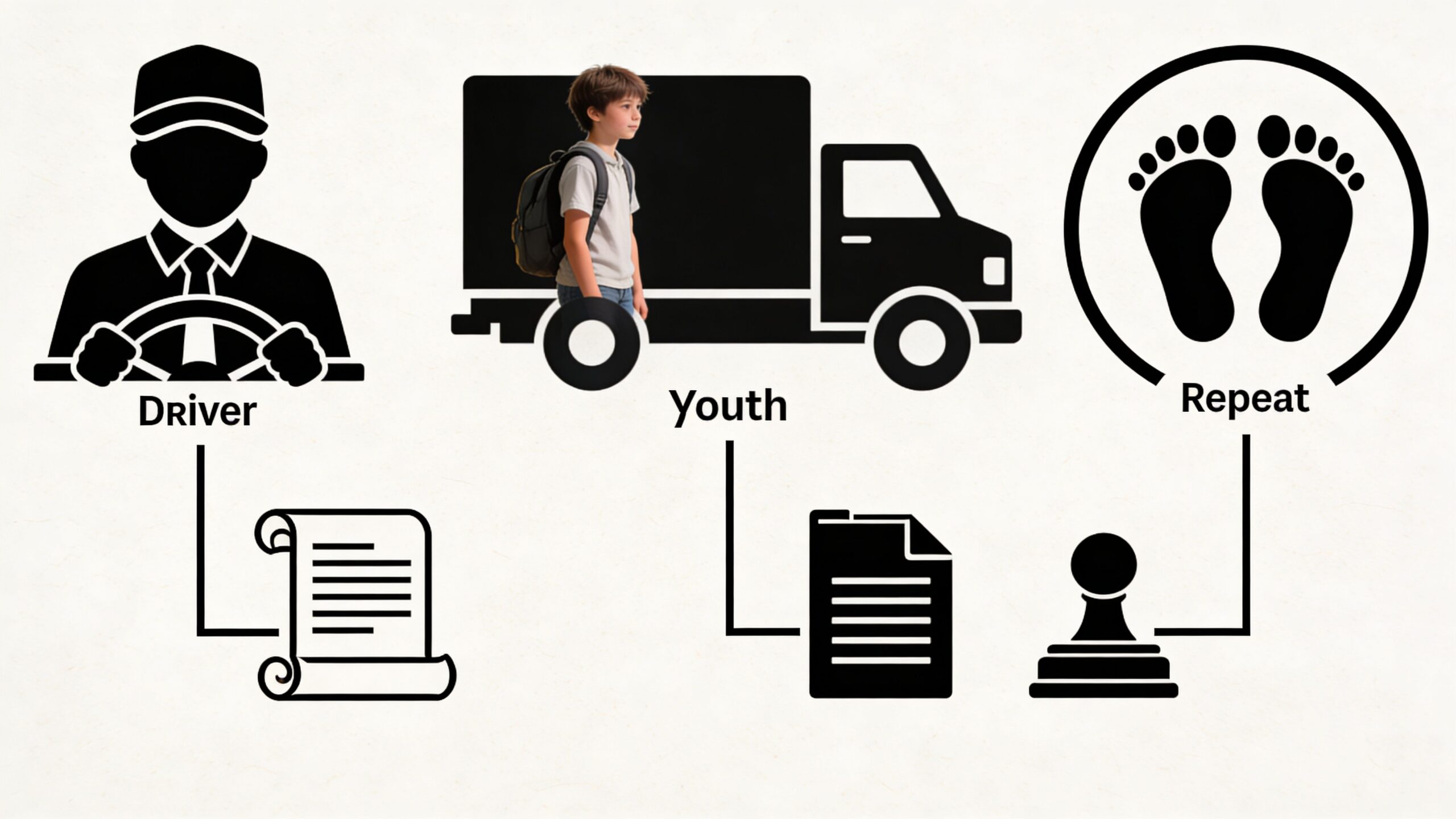An infographic showing the steps for a driver, youth, and repeat offender regarding Texas intoxication laws.