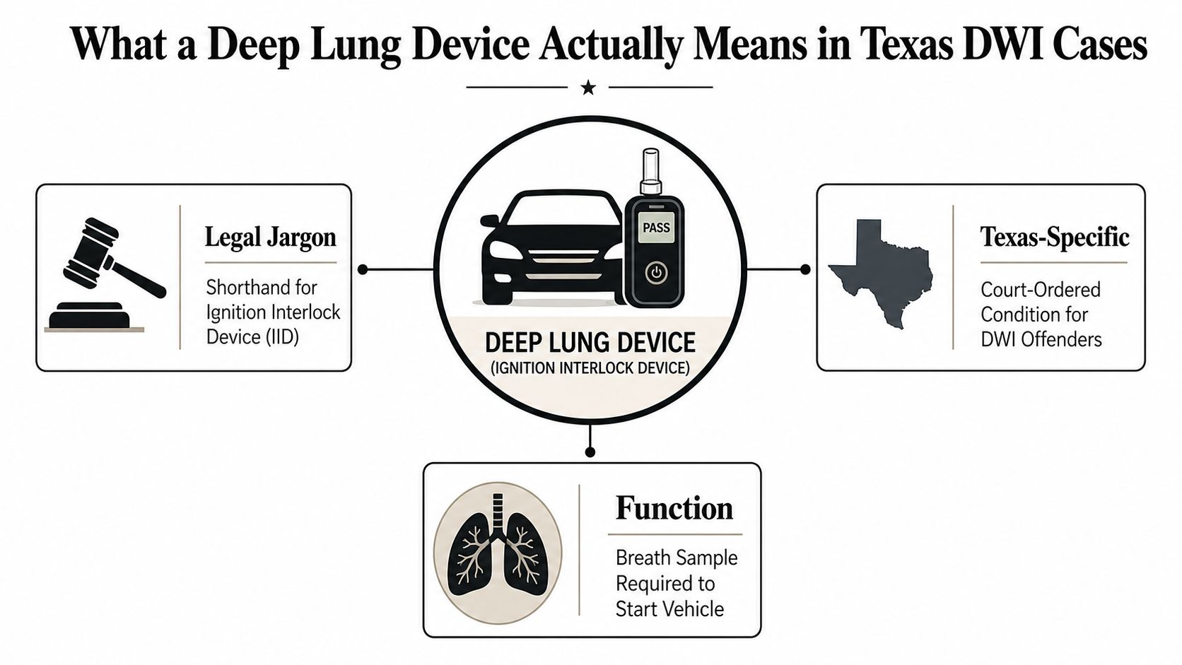 An infographic explaining that a deep lung device is a Texas court-ordered ignition interlock breath test.